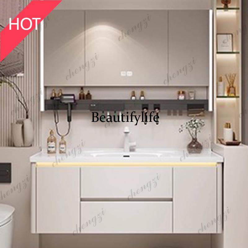 Home Bathroom Vanity Combo - خزانة تخزين M07 مع مرآة، أرفف