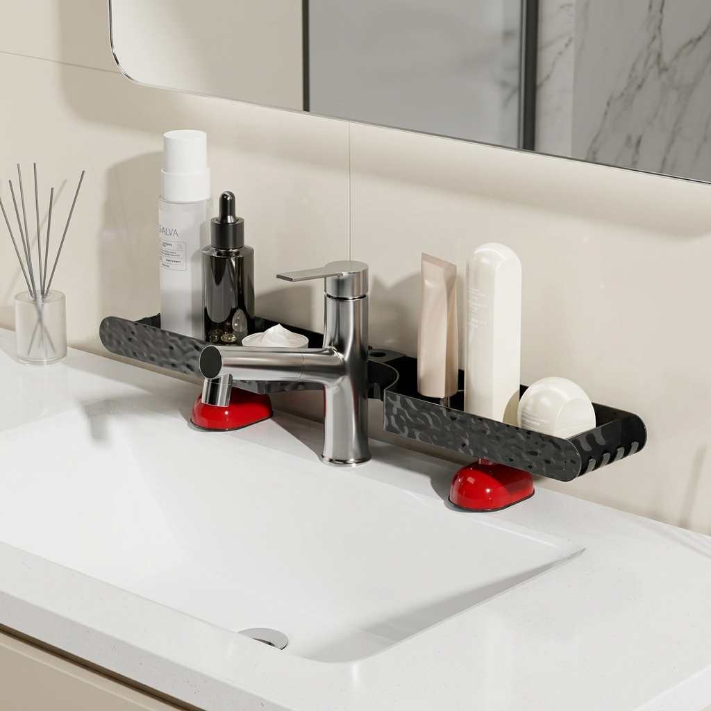 Home Essentials Bathroom Rack - منظم حمام، رف تخزين مستحضرات التجميل،