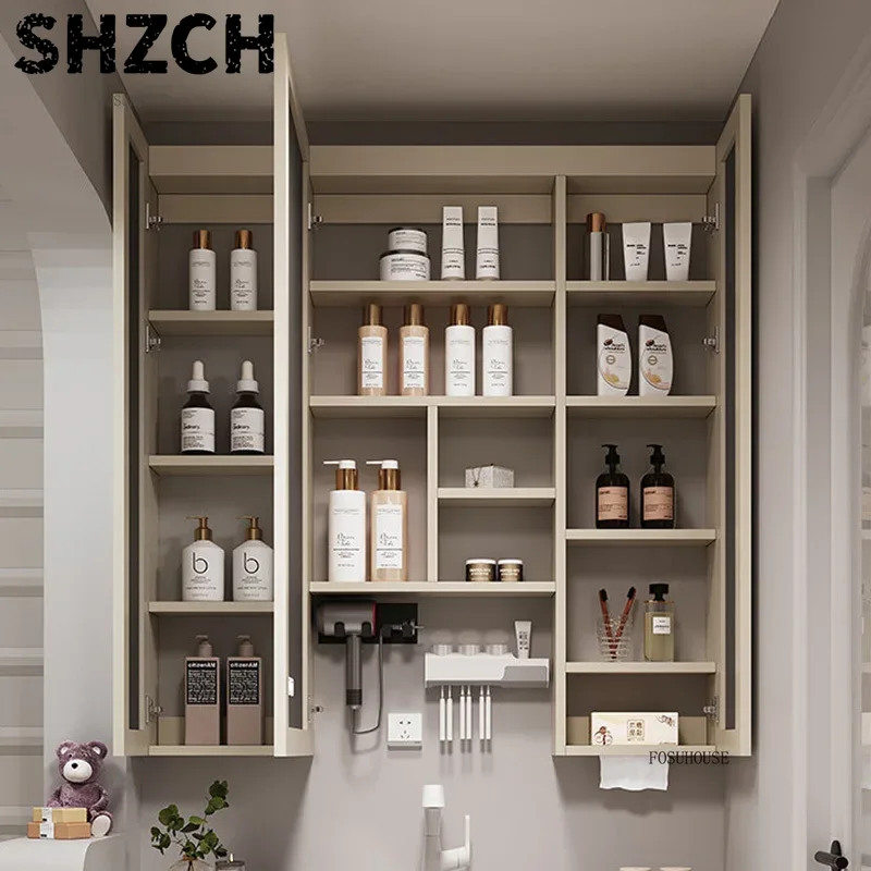 Home Bathroom Vanity - مرآة حمام عصرية سميكة مع خزانة