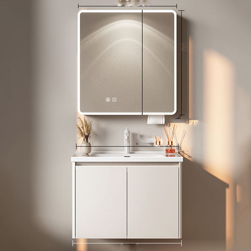 Home Bathroom Vanity Combo - خزانة حمام فاخرة بيضاء مع مرآة