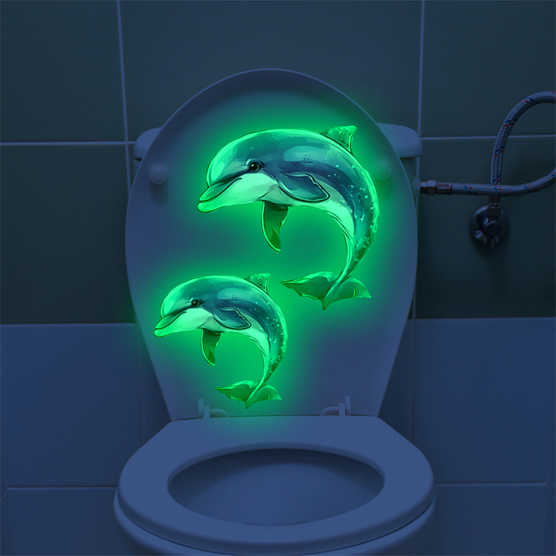 Jet Home Bathroom - يتوهج في الظلام دولفين المرحاض ملصق
