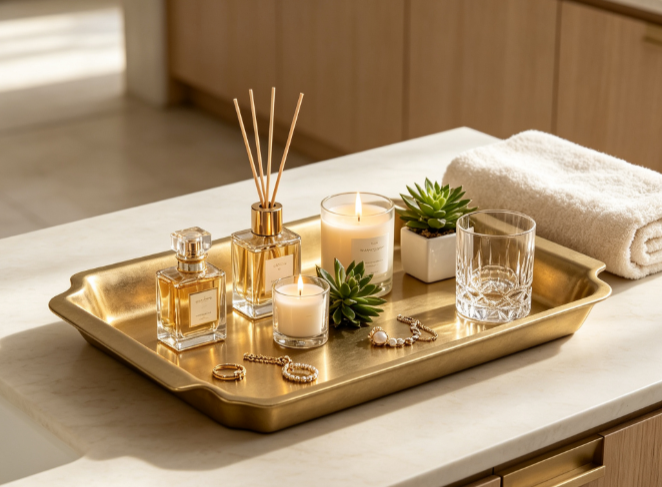 Home Bathroom Vanity - صينية ديكور معدنية ذهبية من Better