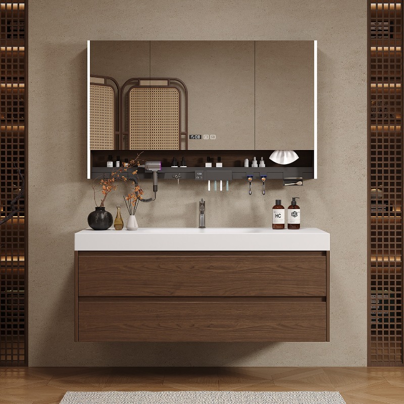 Home Bathroom Vanity Combo - خزانة حمام خشبية فاخرة حديثة موفرة