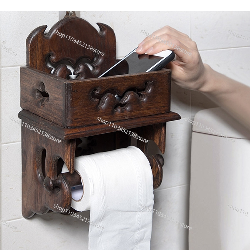 حامل مناديل خشبي، رف تخزين للح - مراجعة Home Bathroom Paper Towel Holder وسعره