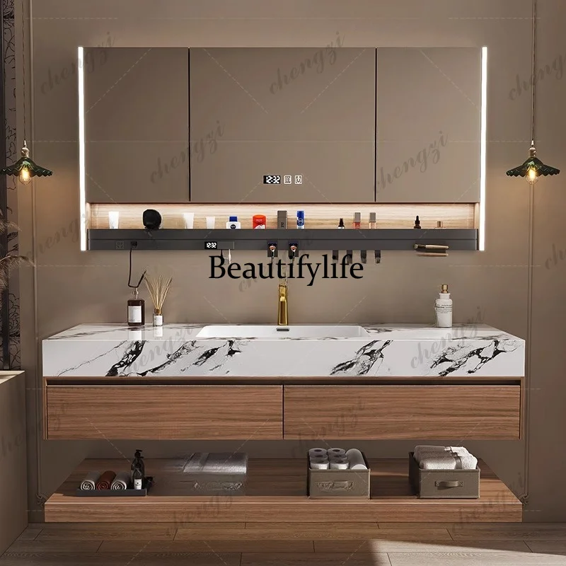 M02 خزانة حمام خشبية حديثة، مع - مراجعة Home Bathroom Vanity Combo وسعره