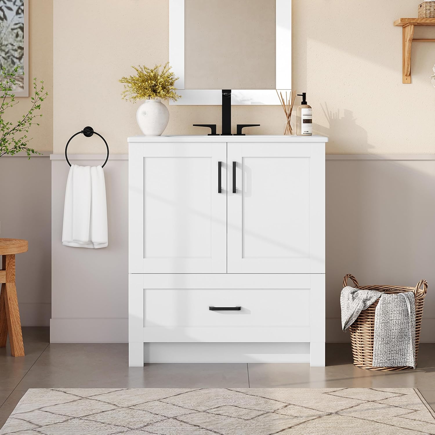 وحدة حمام قائمة بذاتها مقاس 30 - مراجعة Home Bathroom Vanity وسعره
