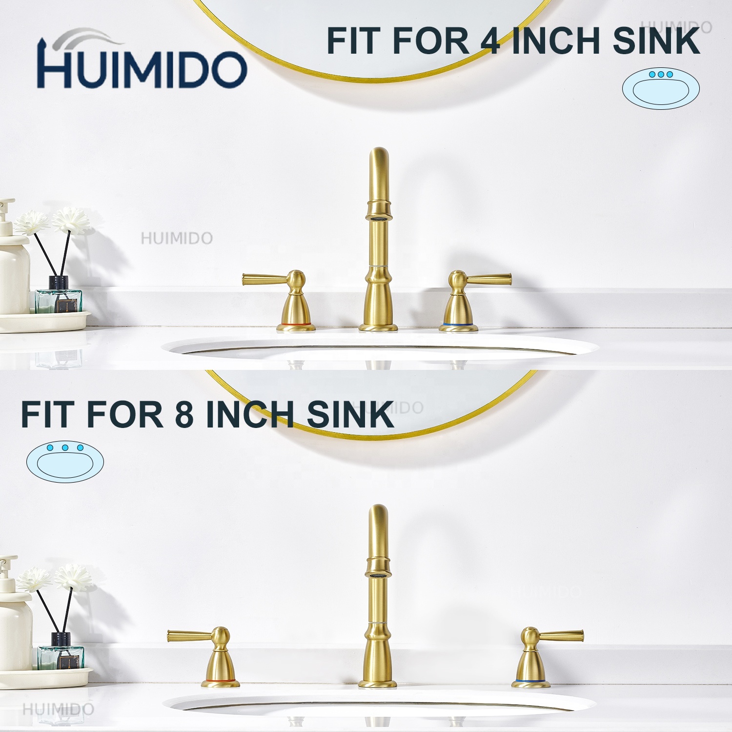 صنبور حوض بثلاث فتحات ومقبضين  - مراجعة Home Bathroom Vanity وسعره